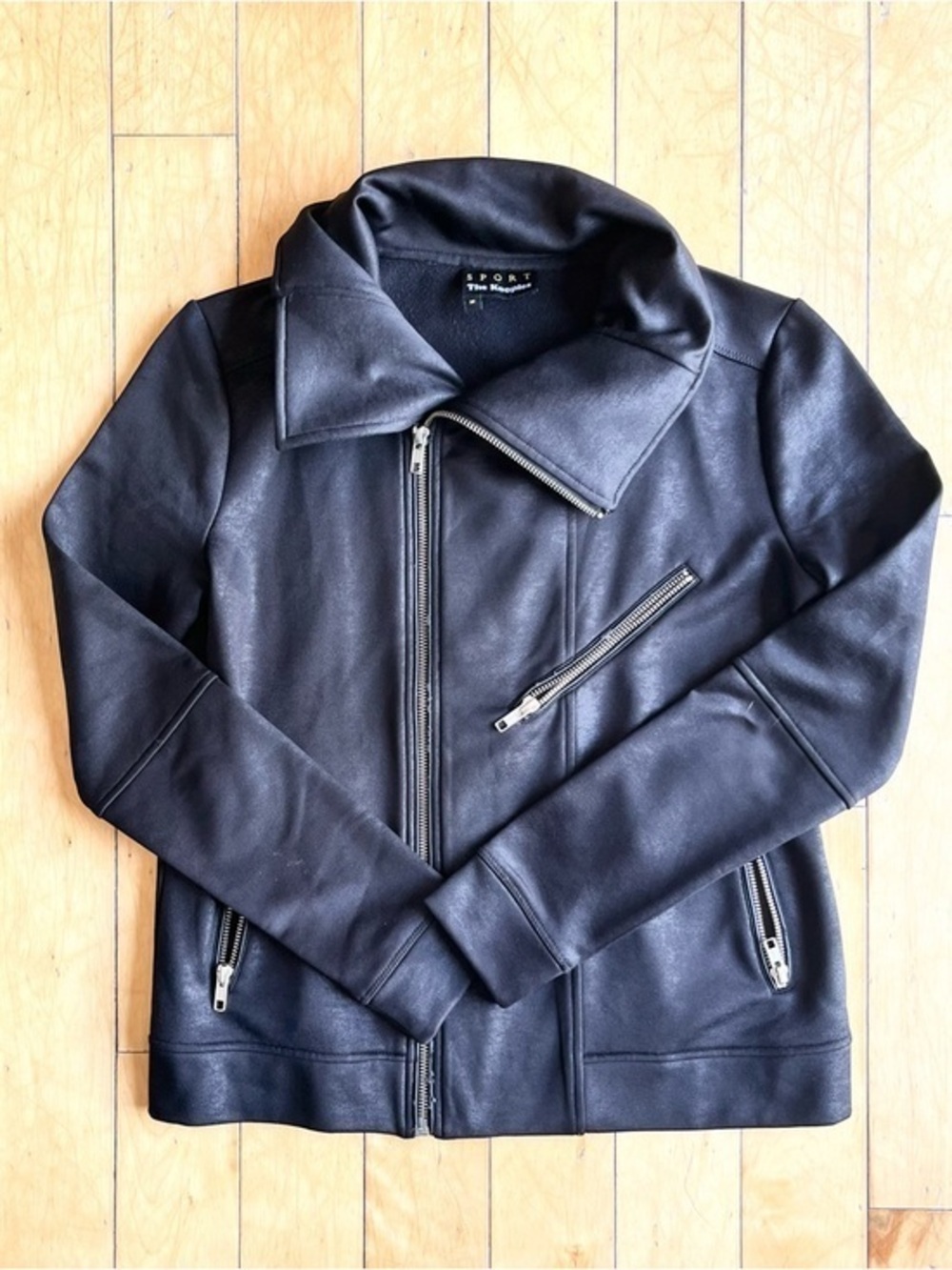 The Kooples SPORT Black Zip-Front Moto Jacket Cost Size Medium
